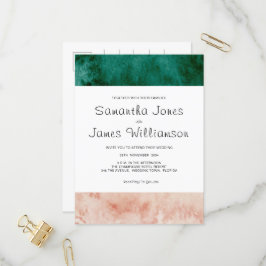 Postal De Invitación Boda formal moderno color de agua verde Rubor rosa