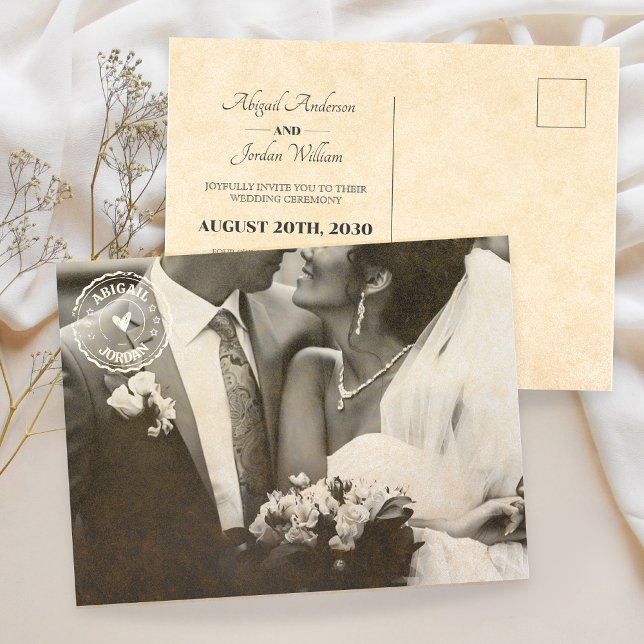 Postal De Invitación Boda fotográfico clásico de época (Subido por el creador)