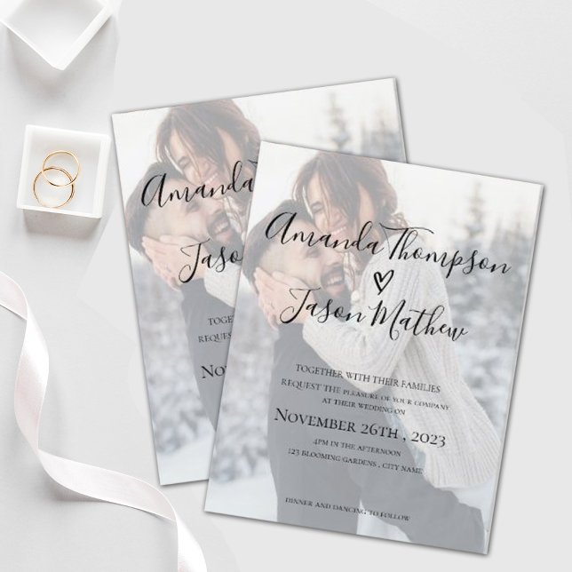 Postal De Invitación Boda fotográfico de doble cara con efecto falso ve (Subido por el creador)