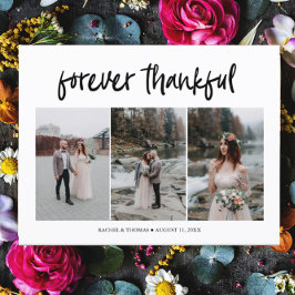 Postal De Invitación Boda fotográfico de guión moderno 3 Gracias Postca