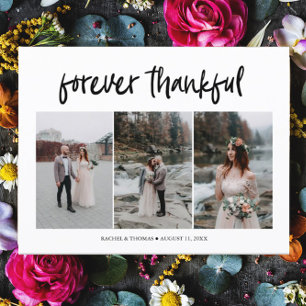 Postal De Invitación Boda fotográfico de guión moderno 3 Gracias Postca