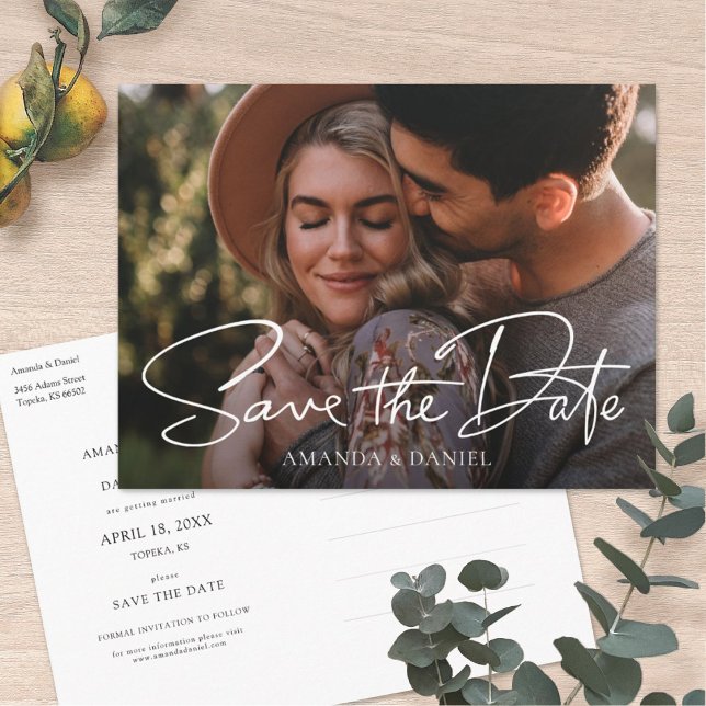 Postal De Invitación Boda fotográfico personalizado moderno y sencillo (Subido por el creador)