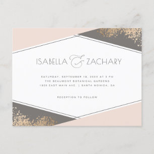 Postal De Invitación Boda geométrico de moda Rubor y Greige