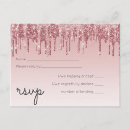 Postal De Invitación BODA Glitter Rosa Oro Rosa MÁS BARATA