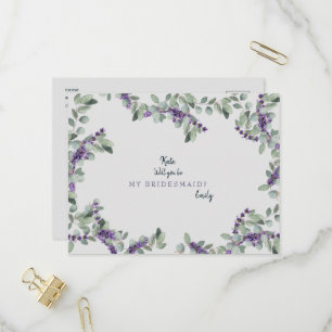 Postal De Invitación Boda Gris Lavanda ¿Quieres ser mi Dama de Honor