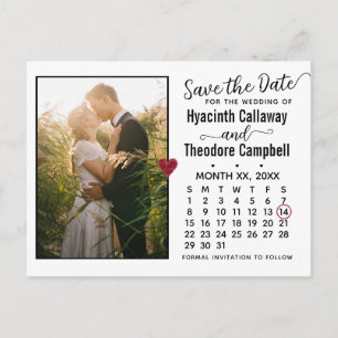Postal De Invitación Boda Guardar la fecha calendario de cualquier mes