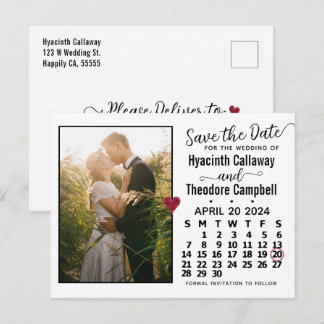 Postal De Invitación Boda Guardar la foto del calendario de abril de 20