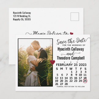 Postal De Invitación Boda Guardar la foto del calendario de febrero de 