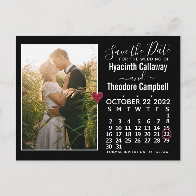 Postal De Invitación Boda Guardar la foto del calendario de octubre de  (Anverso)