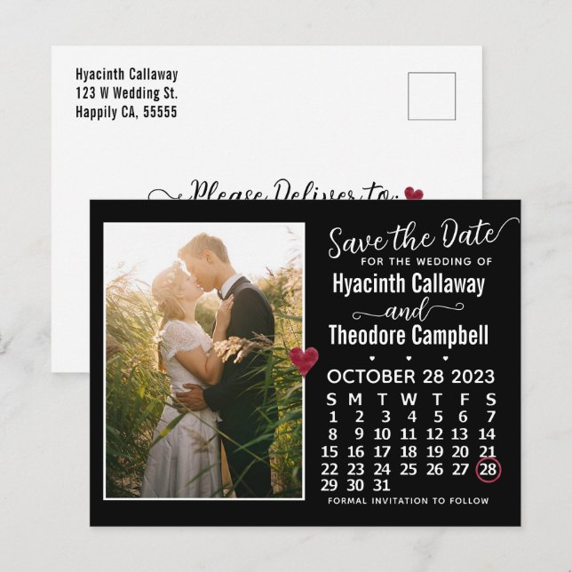 Postal De Invitación Boda Guardar la foto del calendario de octubre de  (Anverso / Reverso)
