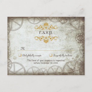 Postal De Invitación Boda Industrial Vintage Steampunk