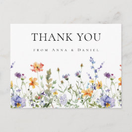 Postal De Invitación Boda Jardín de Flores Silvestres Gracias Postcard