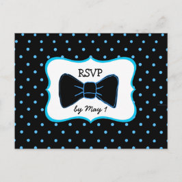 Postal De Invitación Boda LGBT RSVP Postcard Blue Bowtie