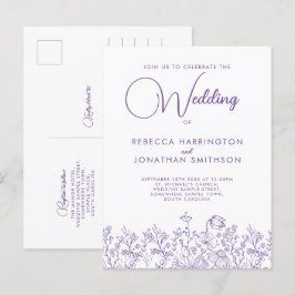 Postal De Invitación Boda Lilac Floral Elegante