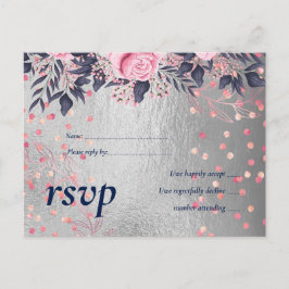 Postal De Invitación BODA metálico rosado de la Marina Rosegold