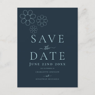 Postal De Invitación Boda Minimalista Moderna Simple de Daisy Azul Mari