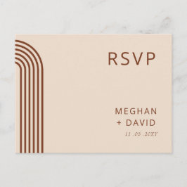 Postal De Invitación Boda Moderna Arqueada Boho Rústica de Terracota