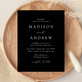 Postal De Invitación Boda Moderna Elegante con Motivo Negro y Blanco