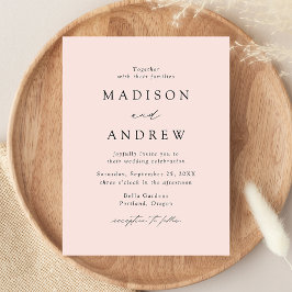 Postal De Invitación Boda moderna elegante con rosa