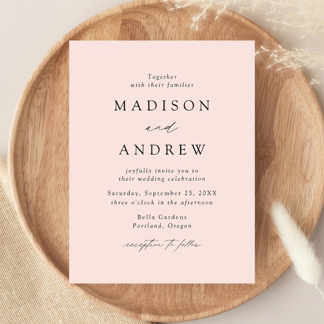 Postal De Invitación Boda moderna elegante con rosa (Subido por el creador)