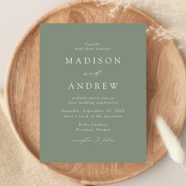 Postal De Invitación Boda Moderna Elegante Verde Salvia (Subido por el creador)