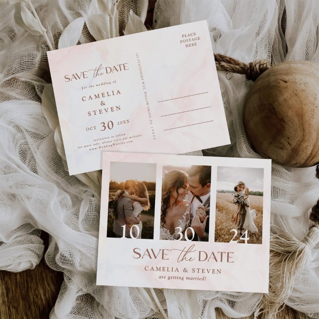 Postal De Invitación Boda Moderna Guardar El Collage de fotos De Fecha  (Subido por el creador)