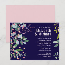 Postal De Invitación Boda Moderna Rosa con Vegetación