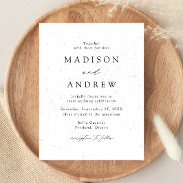 Postal De Invitación Boda Moderna y Elegante con Motivo Manchado en Bla