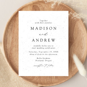 Postal De Invitación Boda Moderna y Elegante con Motivo Manchado en Bla