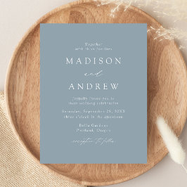 Postal De Invitación Boda Moderna y Elegante de Azul Polvoriento