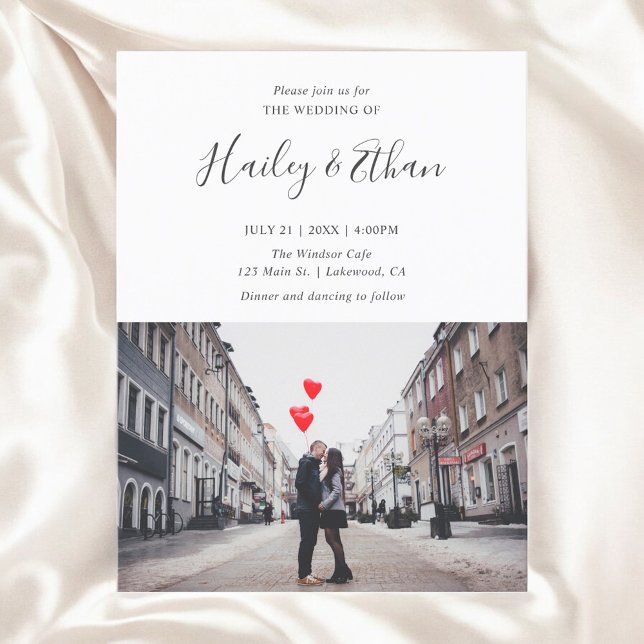 Postal De Invitación Boda moderno y sencillo de fotos (Subido por el creador)