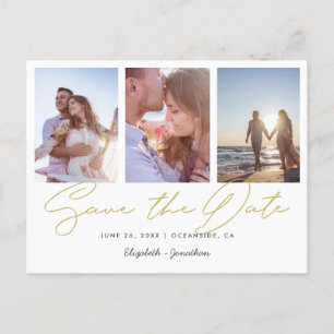 Postal De Invitación Boda multiCollage de fotos moderna Guardar la fech