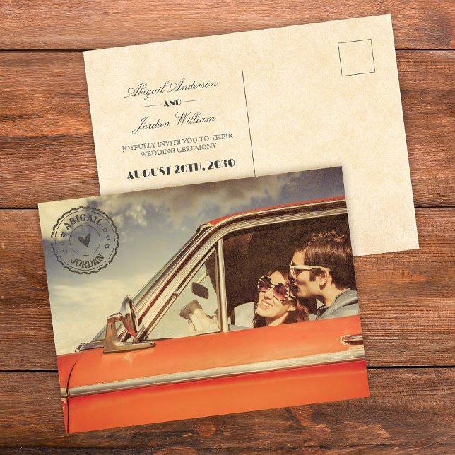 Postal De Invitación Boda nostálgico vintage (Subido por el creador)