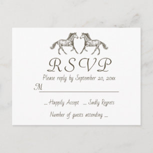 Postal De Invitación Boda Occidental RSVP Caballo Rústico Caballos Camp