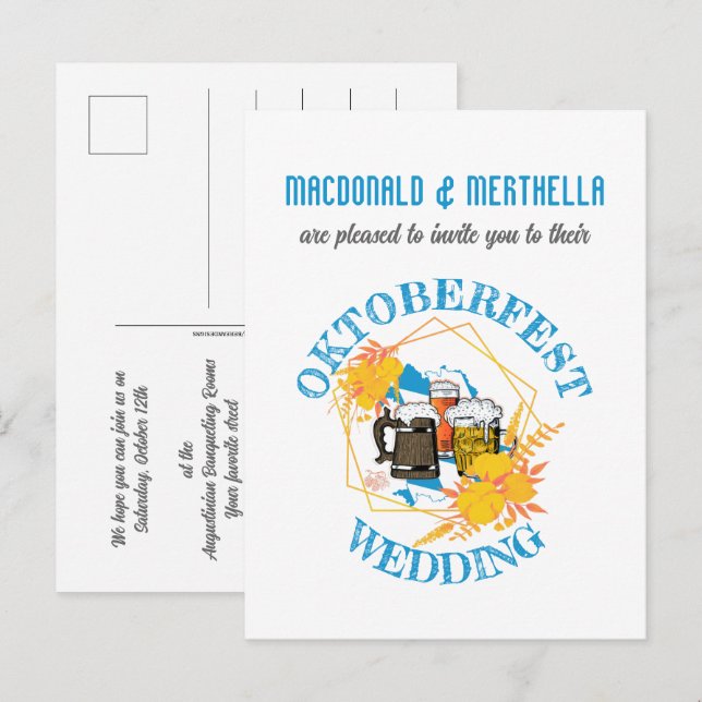 Postal De Invitación Boda OKTOBERFEST (Anverso / Reverso)