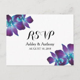 Postal De Invitación Boda Orquídea Azul Dendrobium Postcard RSVP