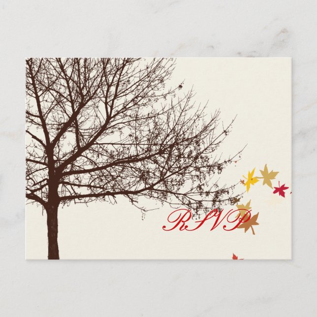 Postal De Invitación Boda otoño de PixDezines RSVP (Anverso)