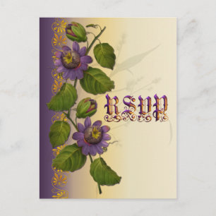 Postal De Invitación Boda pasionflower Suite Purple RSVP