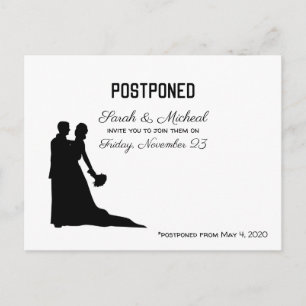 Postal De Invitación Boda pospuesta Silueta en blanco y negro