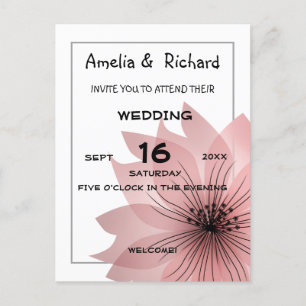 Postal De Invitación Boda rosa elegante flor floral floral rosada flor