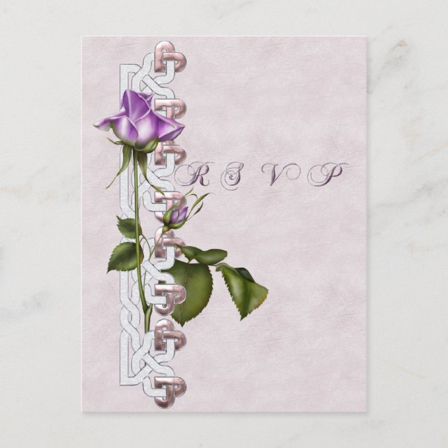 Postal De Invitación Boda Rosa Lavender Suite RSVP (Anverso)