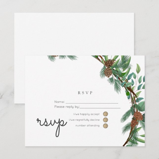 Postal De Invitación Boda RSVP de Budget Rustic Woodland (Anverso / Reverso)