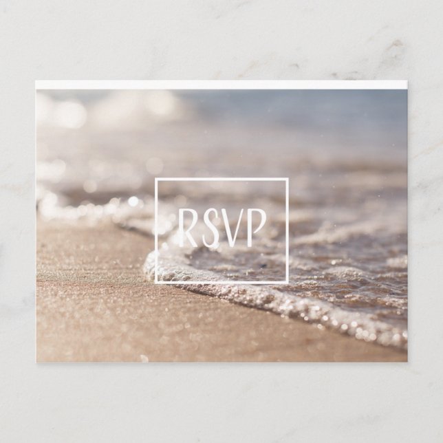 Postal De Invitación Boda RSVP de playa clásica (Anverso)