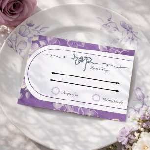 Postal De Invitación Boda RSVP Insertar arte violeta