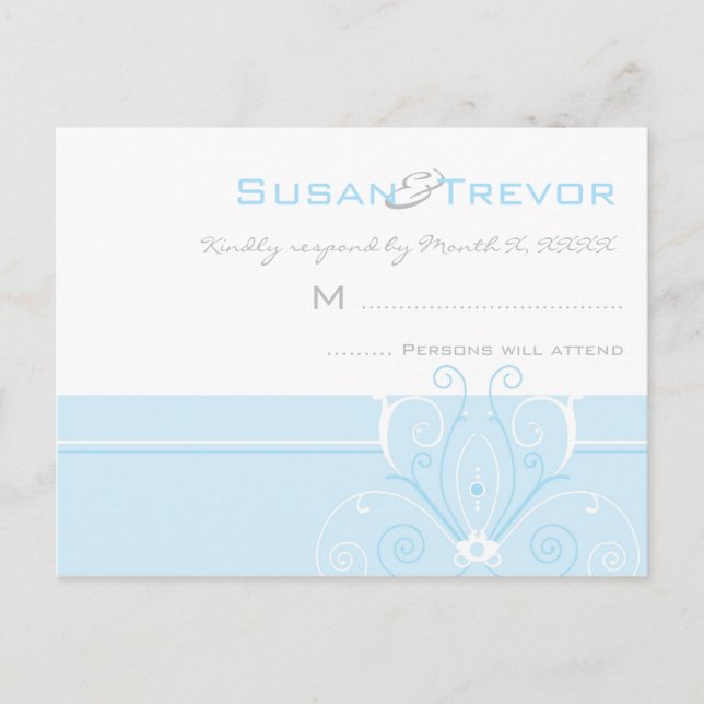 Postal De Invitación Boda RSVP Post Card - Deco moderno (Anverso)
