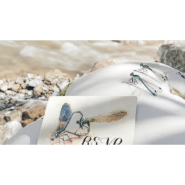 Postal De Invitación Boda RSVP Responder Dragonfly Mating Love Heart