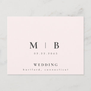 Postal De Invitación Boda Rubor de monograma simple y contemporáneo