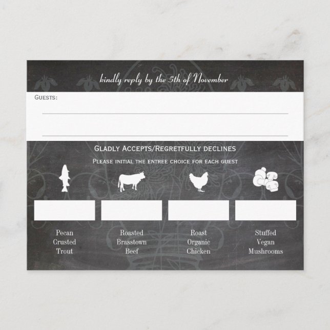 Postal De Invitación Boda Rustic Blue Mason Jar Chalkboard (Anverso)