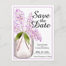 Postal De Invitación Boda Rustic Watercolor Lilacs Guardar la fecha