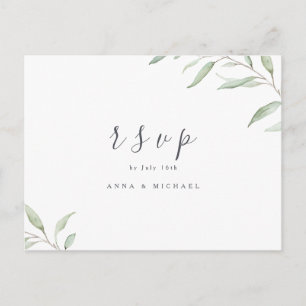 Postal De Invitación Boda rústica botánica mínima de vegetación RSVP